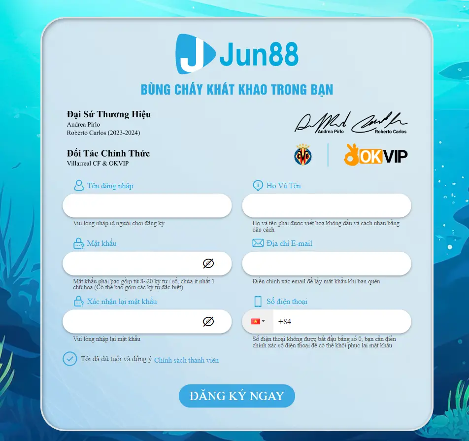 Đăng ký Jun88: Bắt đầu trải nghiệm cá cược hấp dẫn