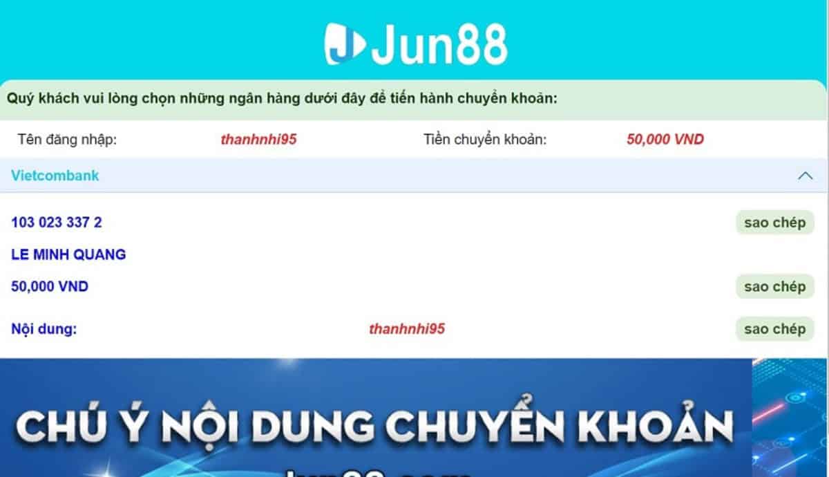 nhà cái cung cấp tài khoản chuyển tiền